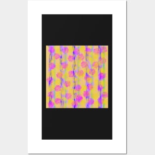 Pink Purple Yellow Floral Abstract Posters and Art